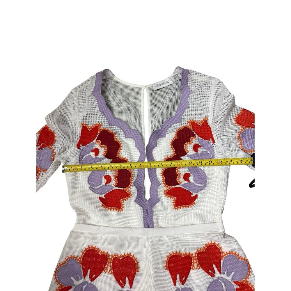 Alice McCall Embroidered Mesh Never Ever Playsuit Romper Size US 8 White Purple - Picture 9 of 10